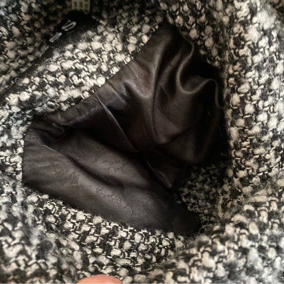 Guess Pea Coat Women Wool Blend Black White Collared Lined Jacket Size medium - Picture 3 of 8